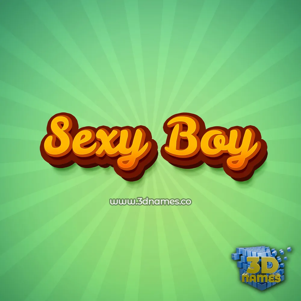 sexy boy in Green Rays style - 3D name wallpaper