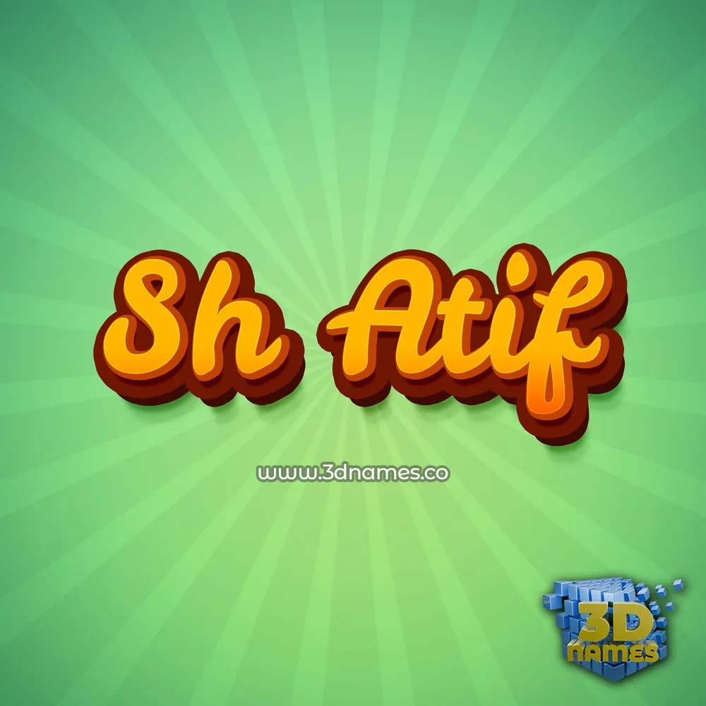 sh atif in Green Rays style - 3D name wallpaper