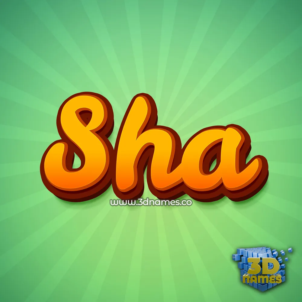 sha in Green Rays style - 3D name wallpaper