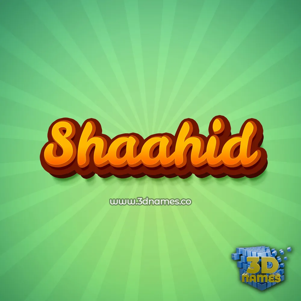 shaahid in Green Rays style - 3D name wallpaper