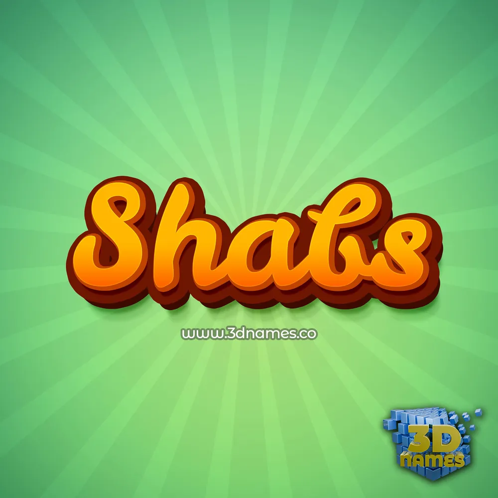 shabs in Green Rays style - 3D name wallpaper