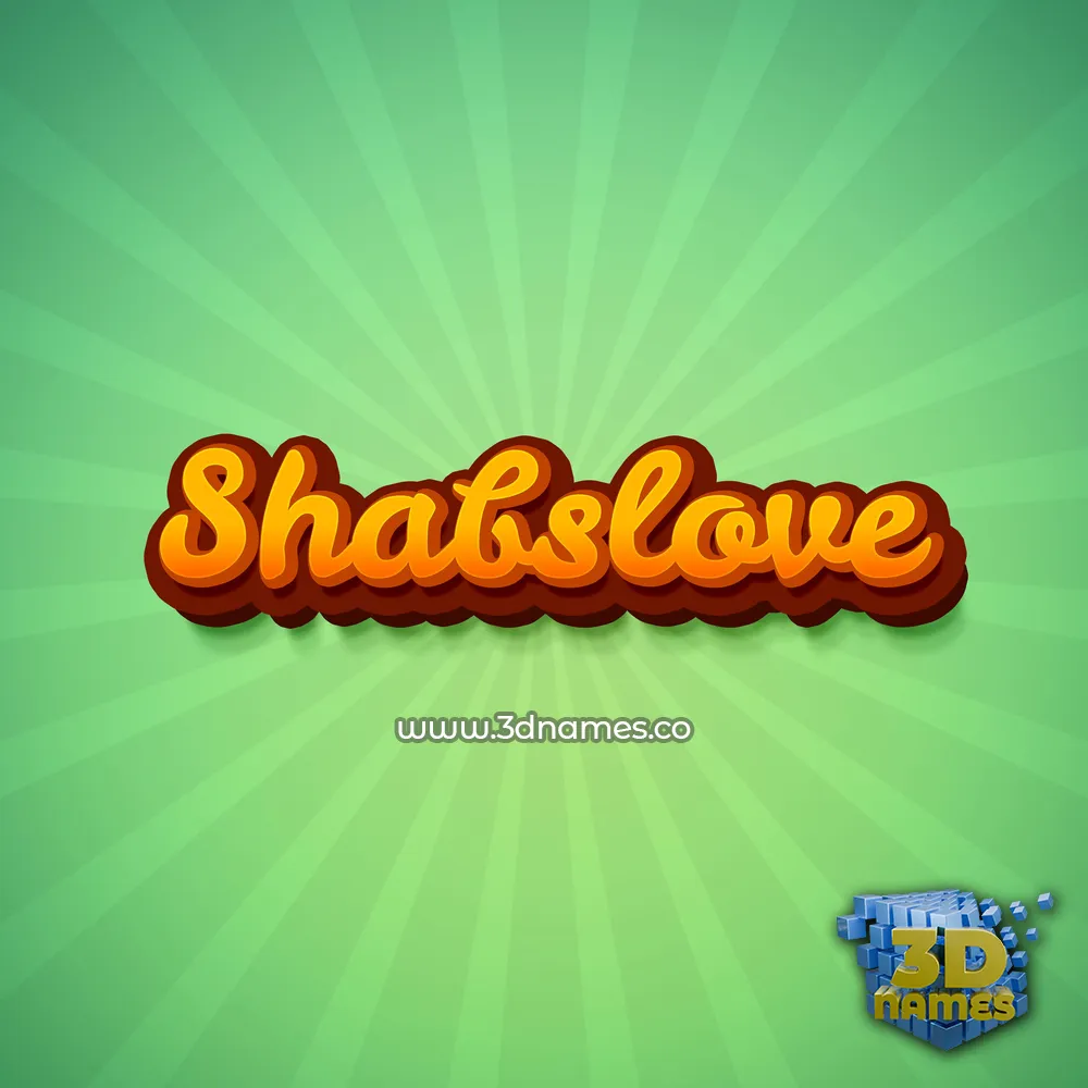 shabslove in Green Rays style - 3D name wallpaper