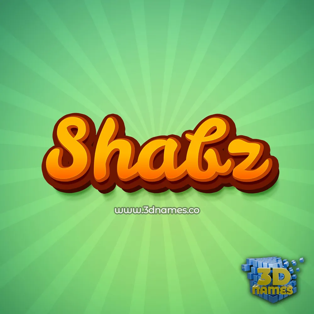 shabz in Green Rays style - 3D name wallpaper