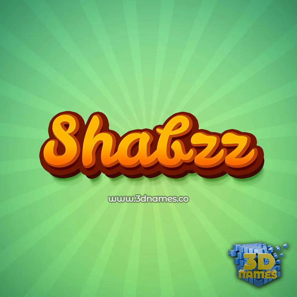 shabzz in Green Rays style - 3D name wallpaper