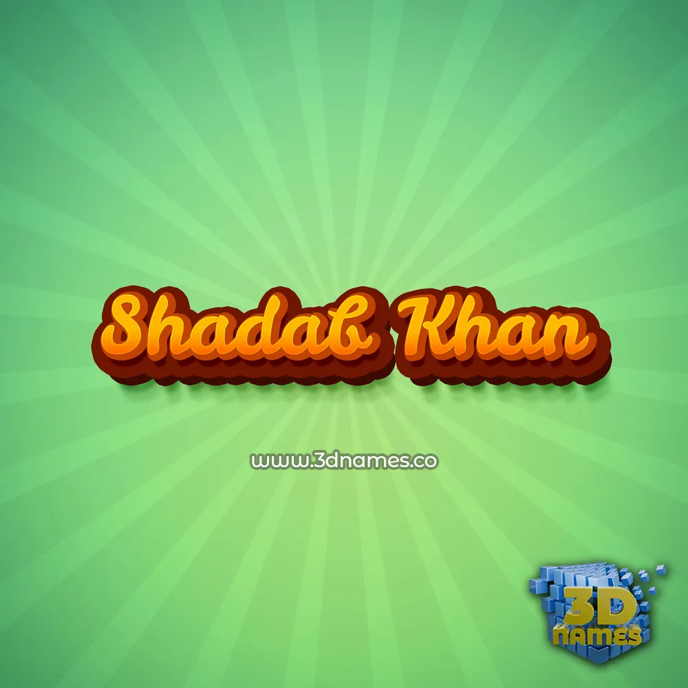shadab khan in Green Rays style - 3D name wallpaper