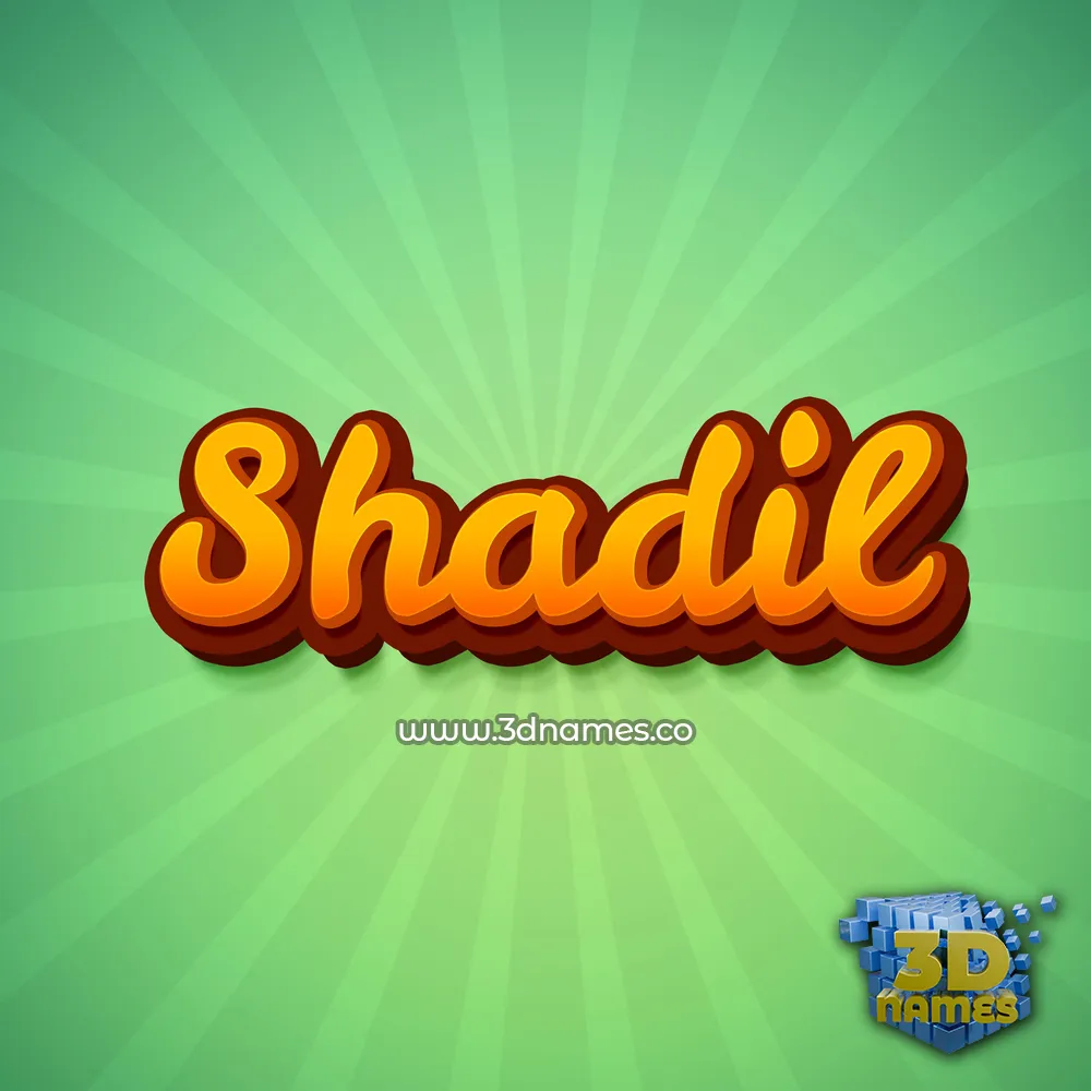 shadil in Green Rays style - 3D name wallpaper