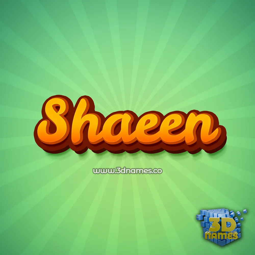 shaeen in Green Rays style - 3D name wallpaper