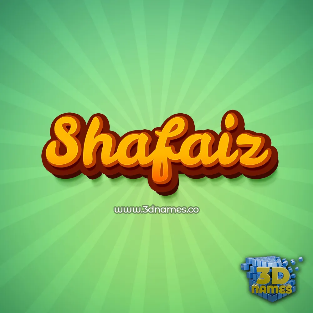 shafaiz in Green Rays style - 3D name wallpaper