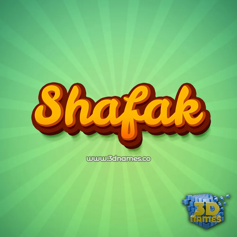 shafak in Green Rays style - 3D name wallpaper