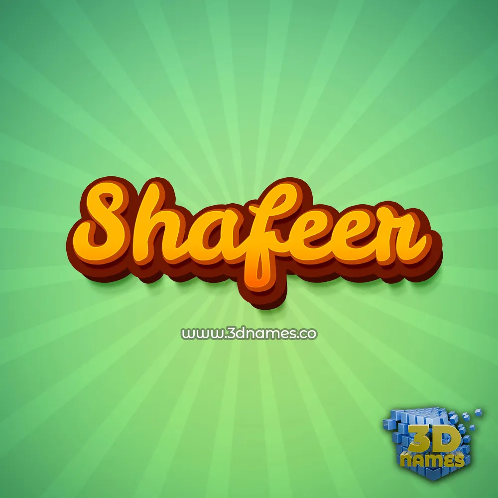 shafeer in Green Rays style - 3D name wallpaper