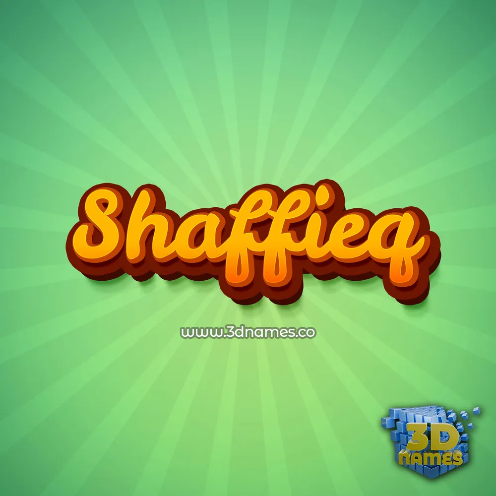 shaffieq in Green Rays style - 3D name wallpaper