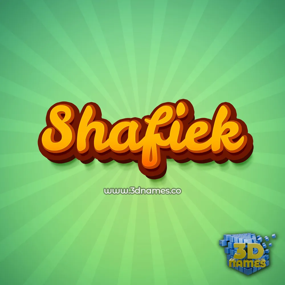 shafiek in Green Rays style - 3D name wallpaper