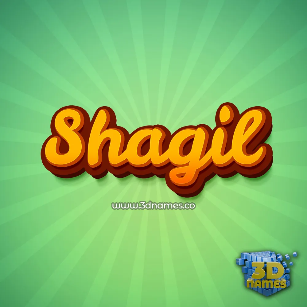 shagil in Green Rays style - 3D name wallpaper