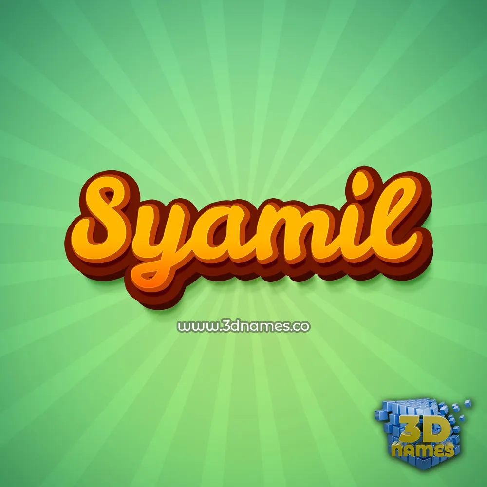 syamil in Green Rays style - 3D name wallpaper