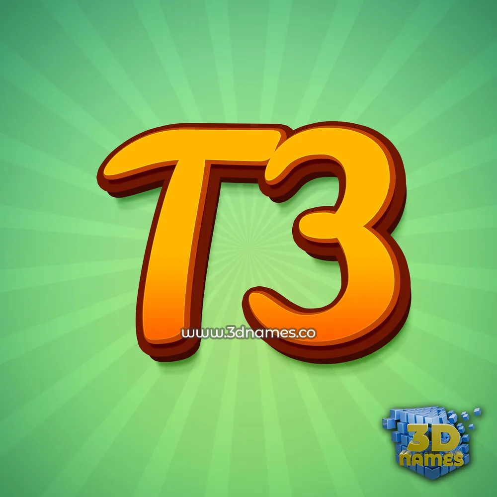 t3 in Green Rays style - 3D name wallpaper