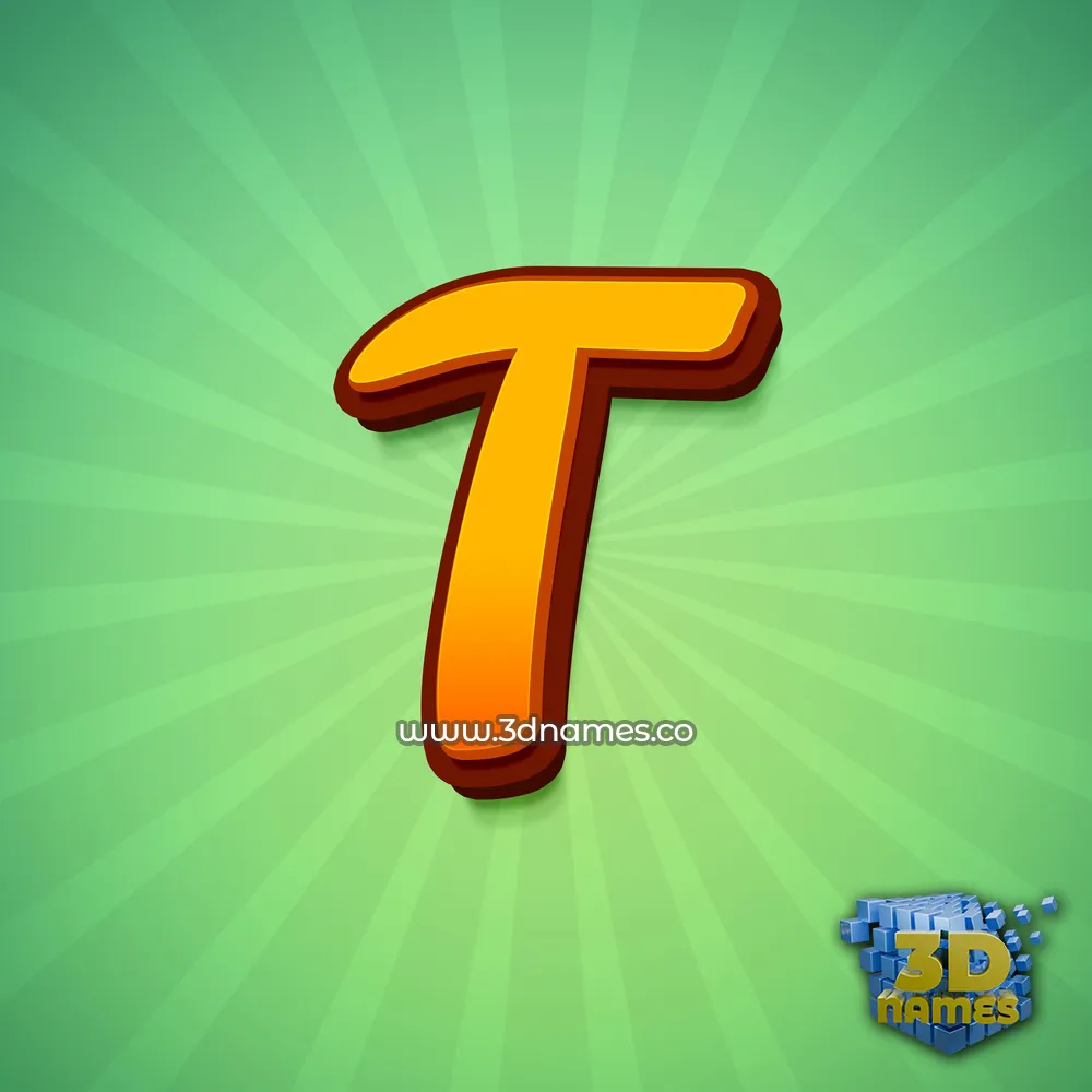 t in Green Rays style - 3D name wallpaper