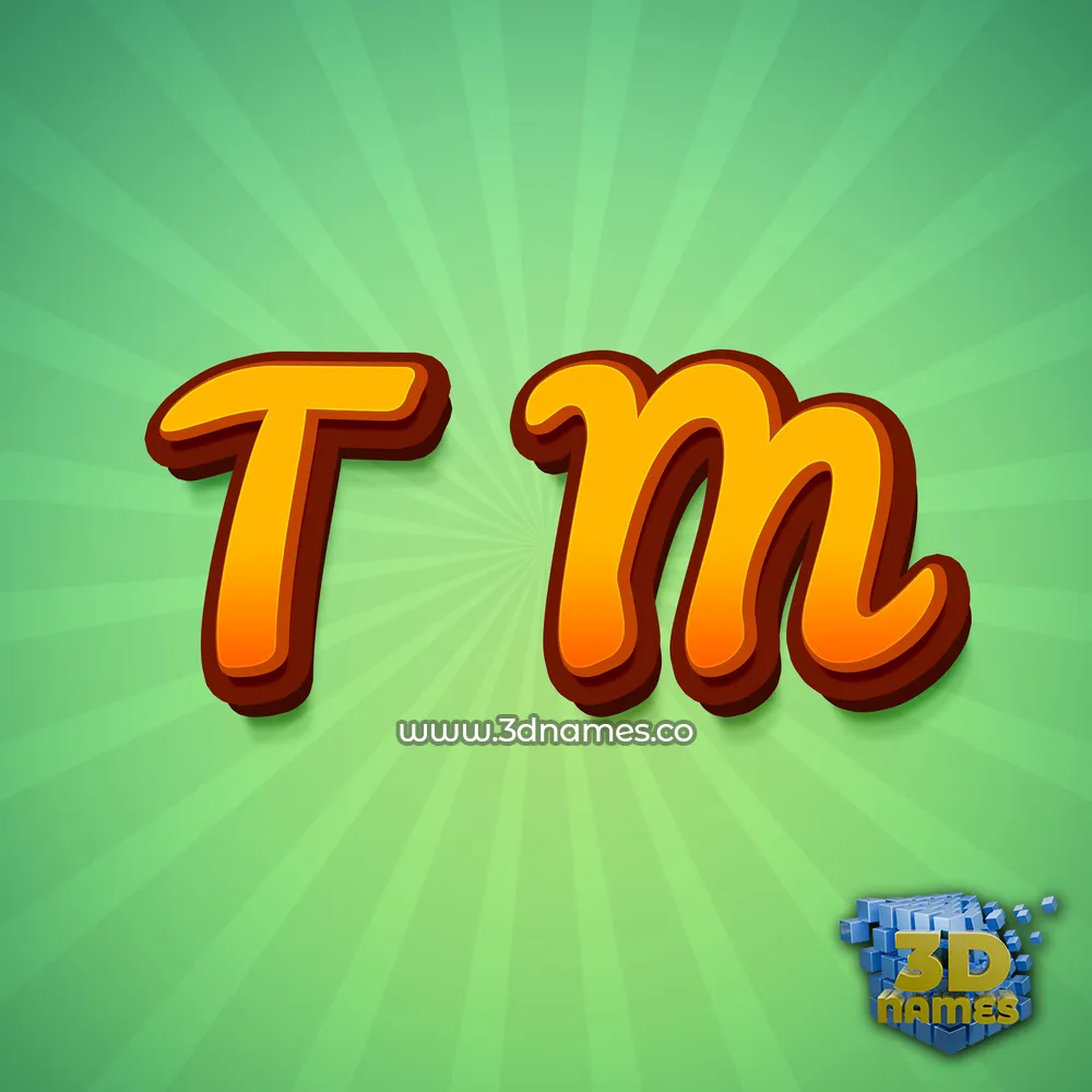 t m in Green Rays style - 3D name wallpaper