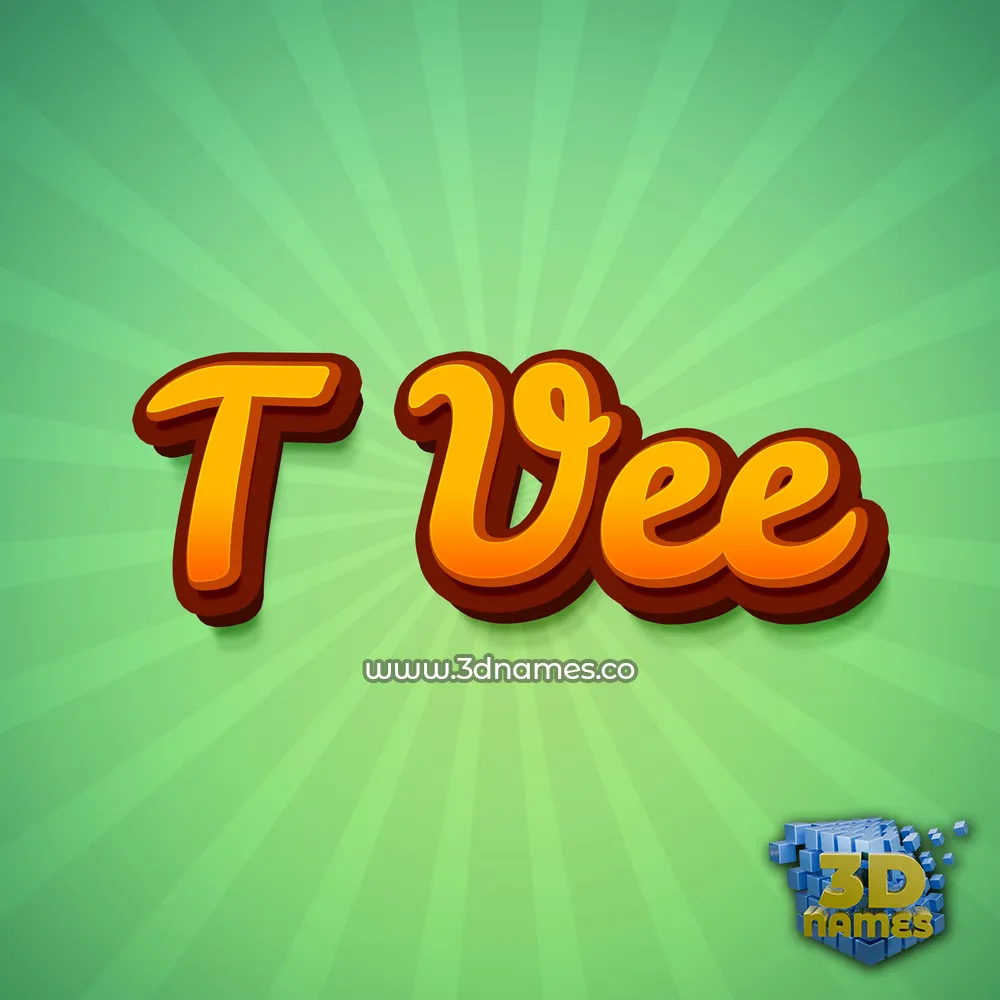 t vee in Green Rays style - 3D name wallpaper