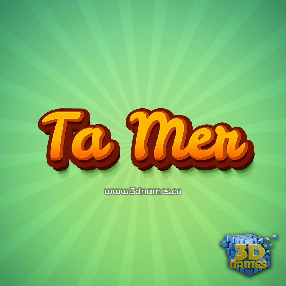 ta mer in Green Rays style - 3D name wallpaper