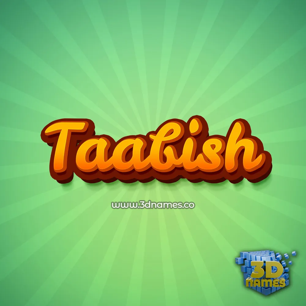 taabish in Green Rays style - 3D name wallpaper