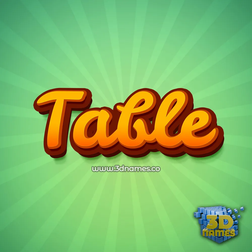 table in Green Rays style - 3D name wallpaper