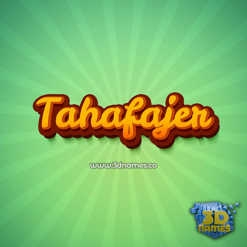 tahafajer in Green Rays style - 3D name wallpaper