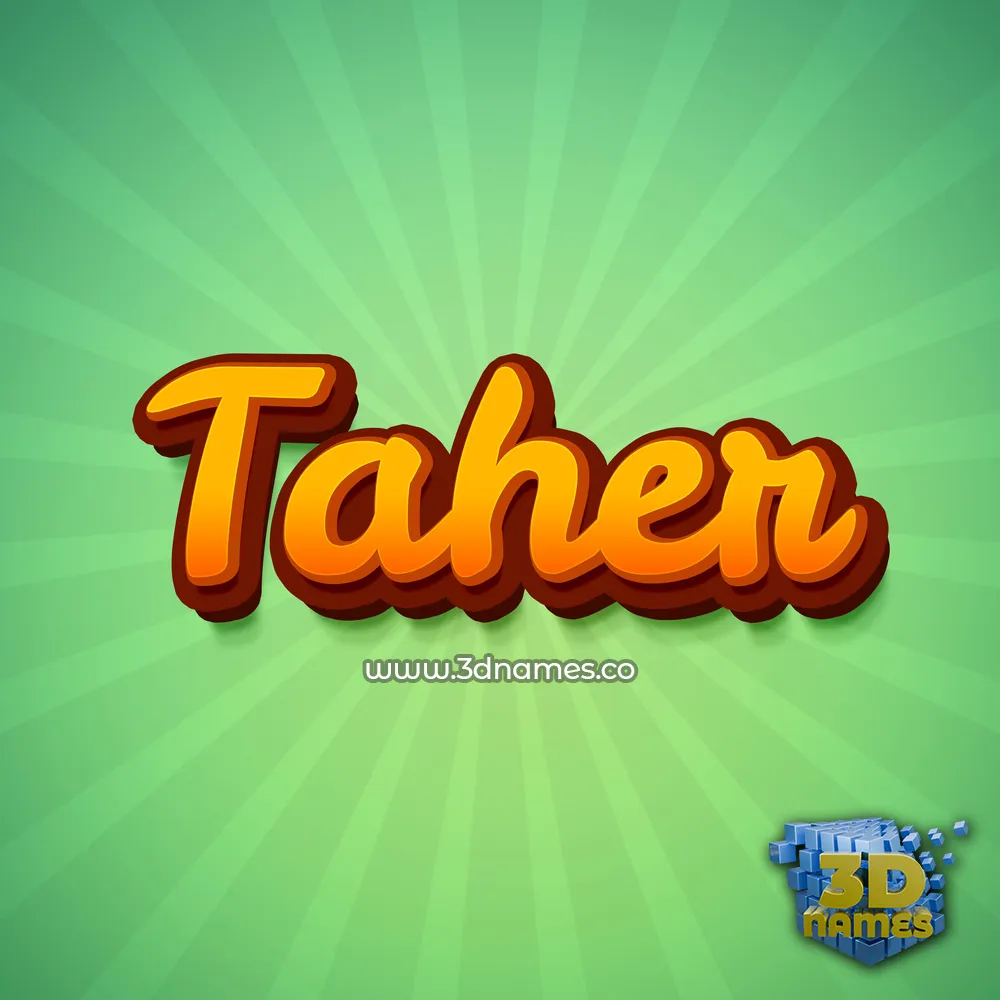 taher in Green Rays style - 3D name wallpaper