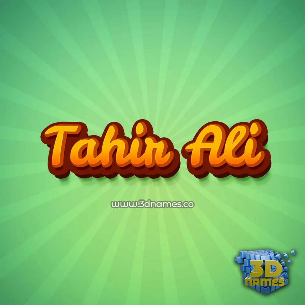 tahir ali in Green Rays style - 3D name wallpaper