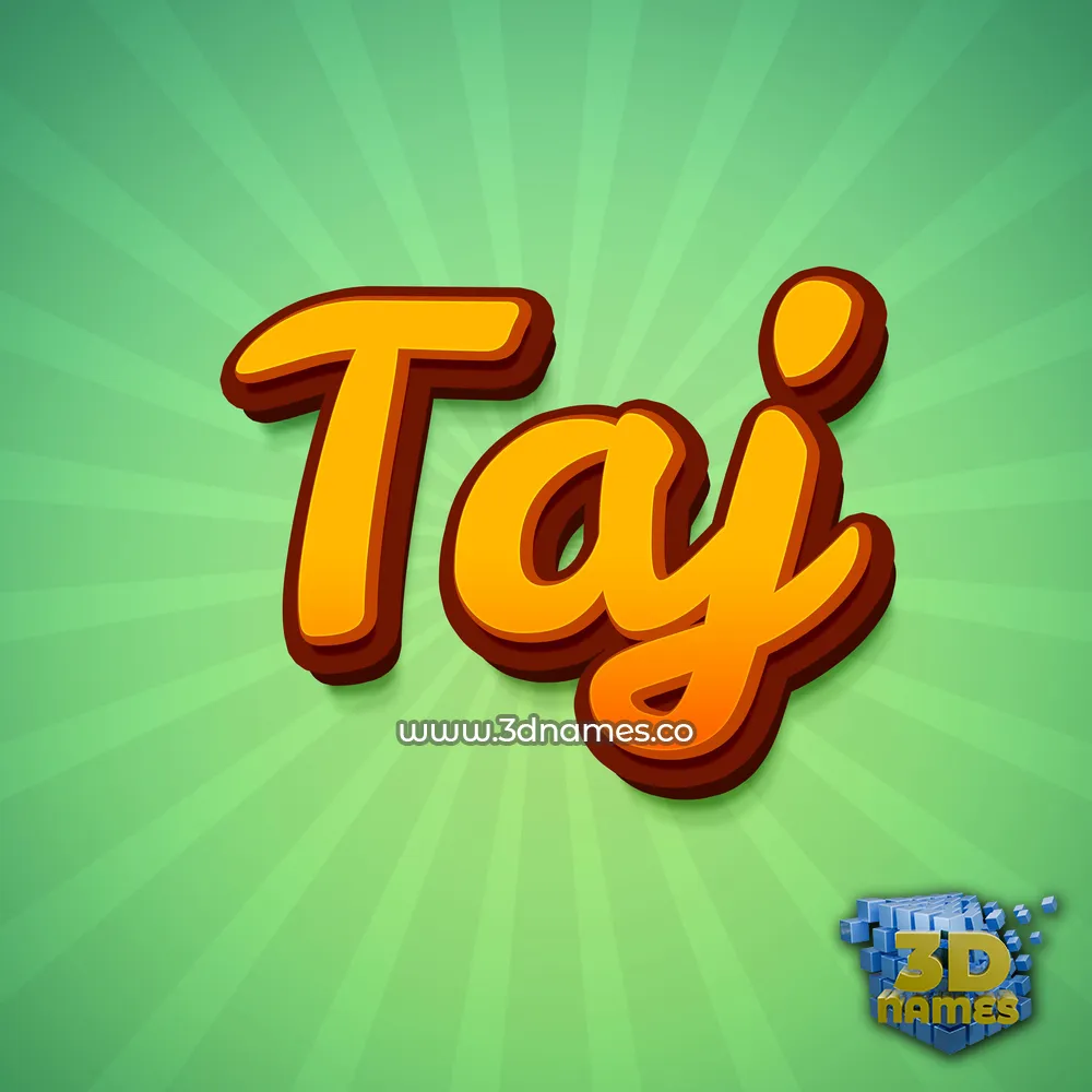 taj in Green Rays style - 3D name wallpaper