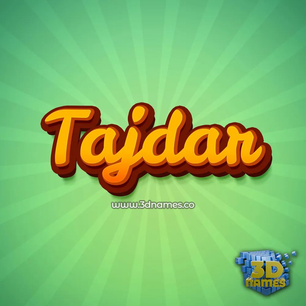 tajdar in Green Rays style - 3D name wallpaper