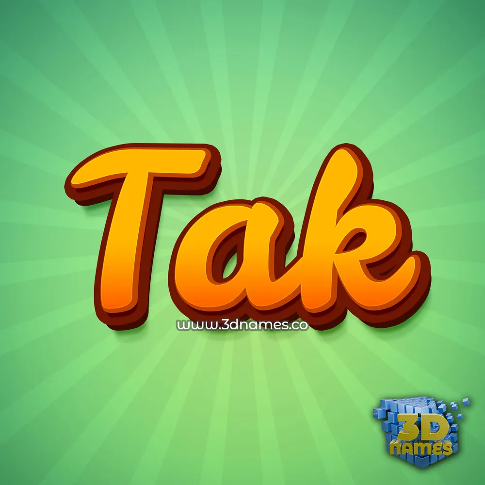 tak in Green Rays style - 3D name wallpaper
