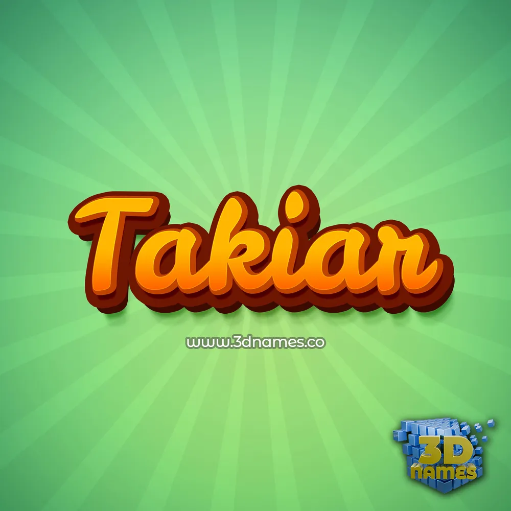 takiar in Green Rays style - 3D name wallpaper