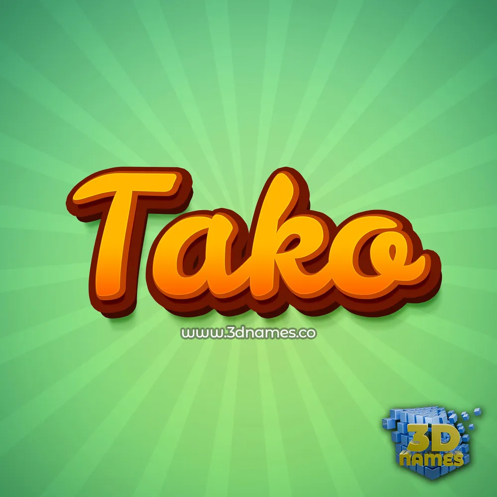 tako in Green Rays style - 3D name wallpaper