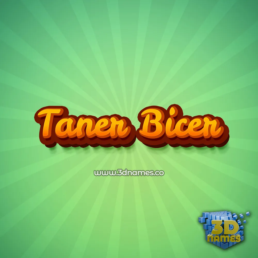 taner bicer in Green Rays style - 3D name wallpaper