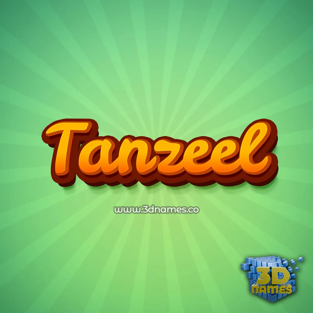 tanzeel in Green Rays style - 3D name wallpaper