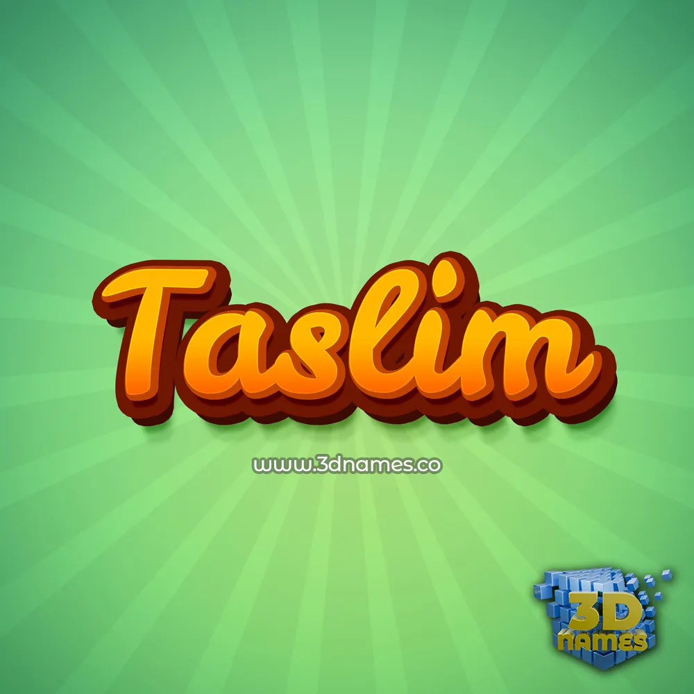 taslim in Green Rays style - 3D name wallpaper