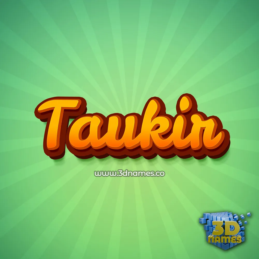 taukir in Green Rays style - 3D name wallpaper