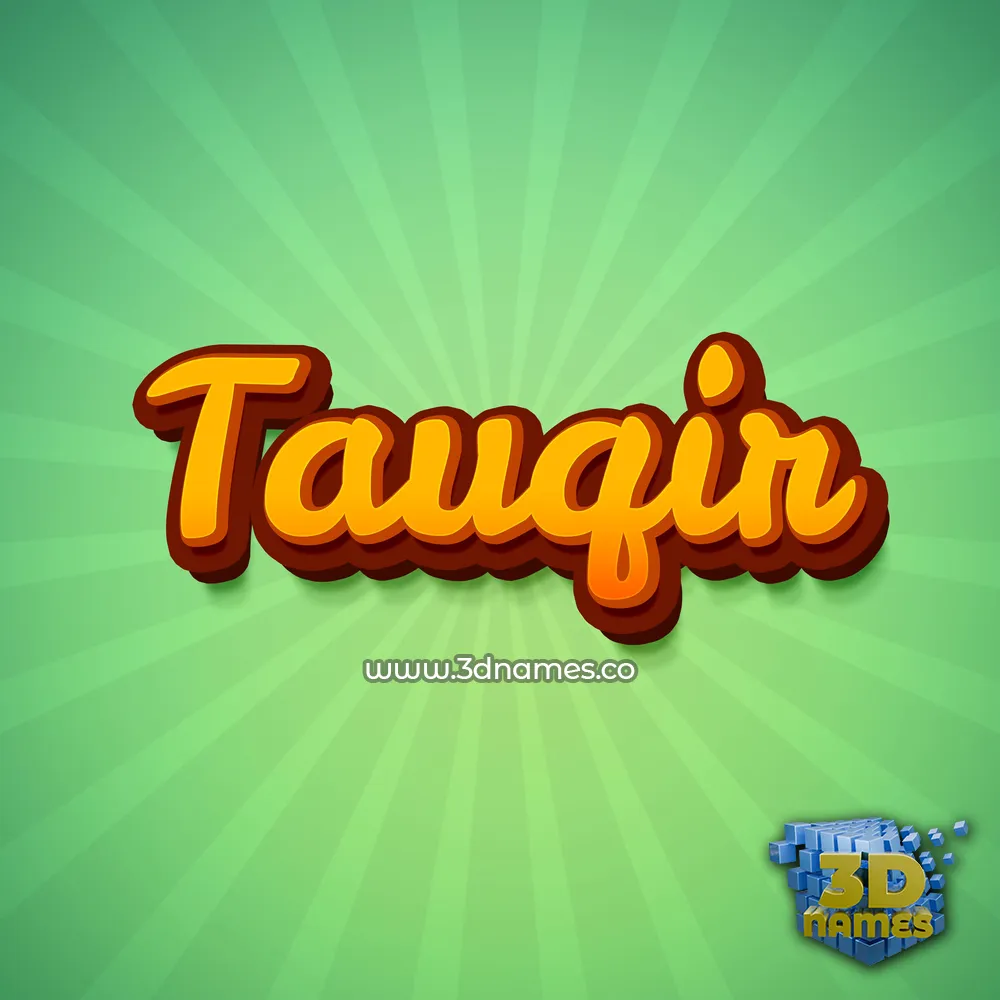 tauqir in Green Rays style - 3D name wallpaper
