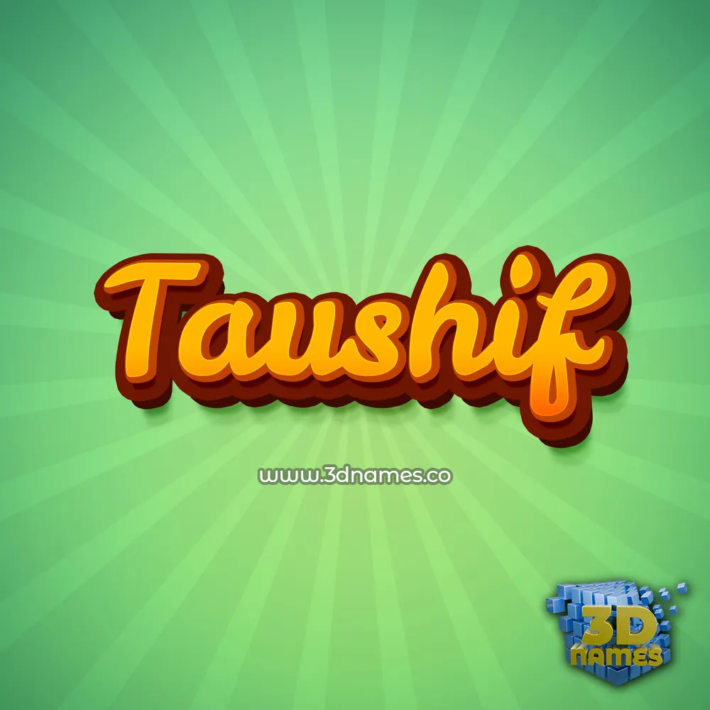 taushif in Green Rays style - 3D name wallpaper