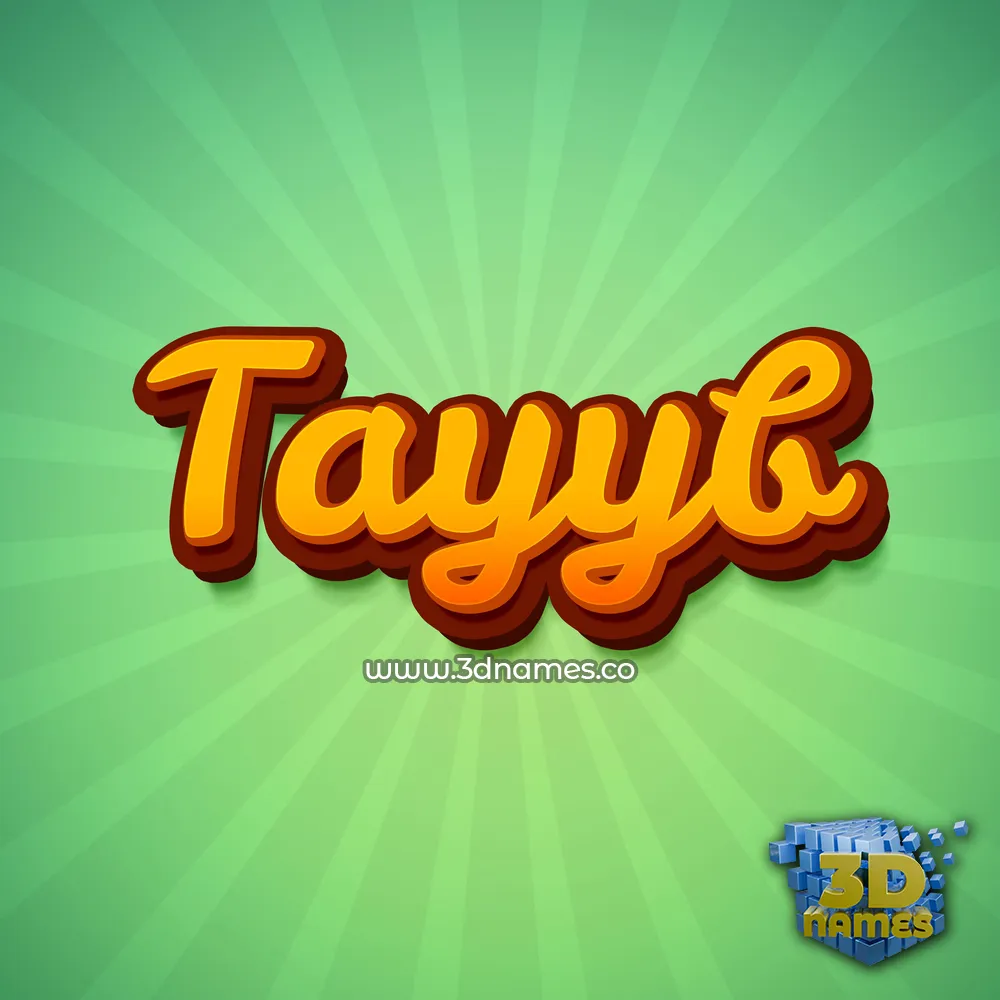 tayyb in Green Rays style - 3D name wallpaper