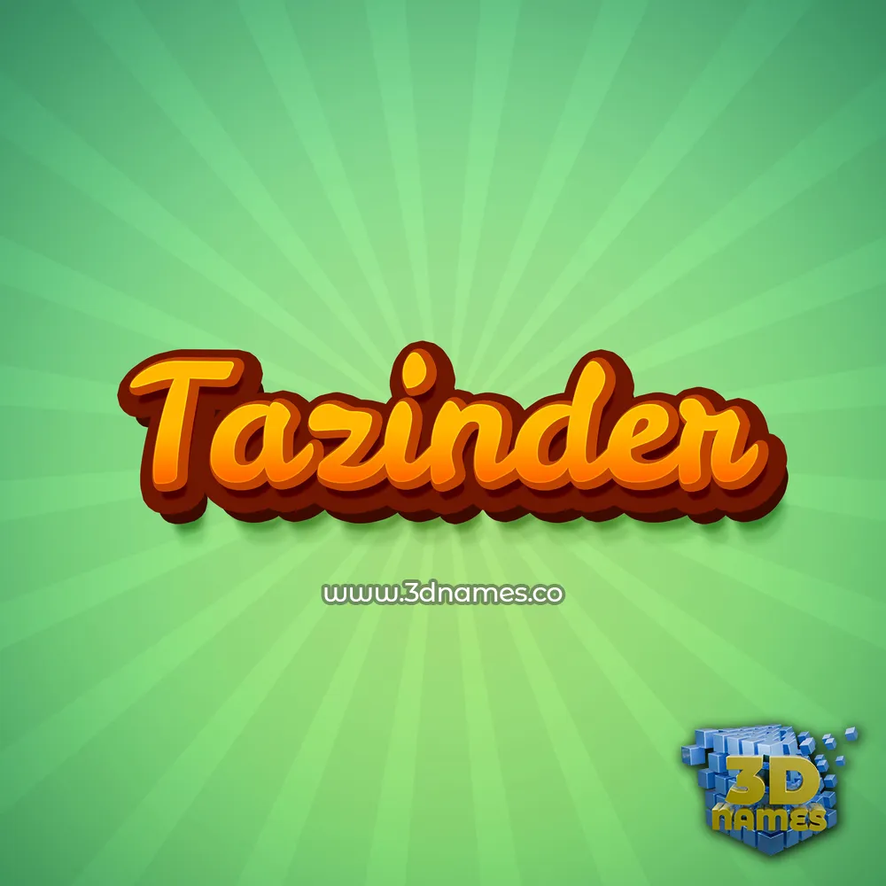 tazinder in Green Rays style - 3D name wallpaper
