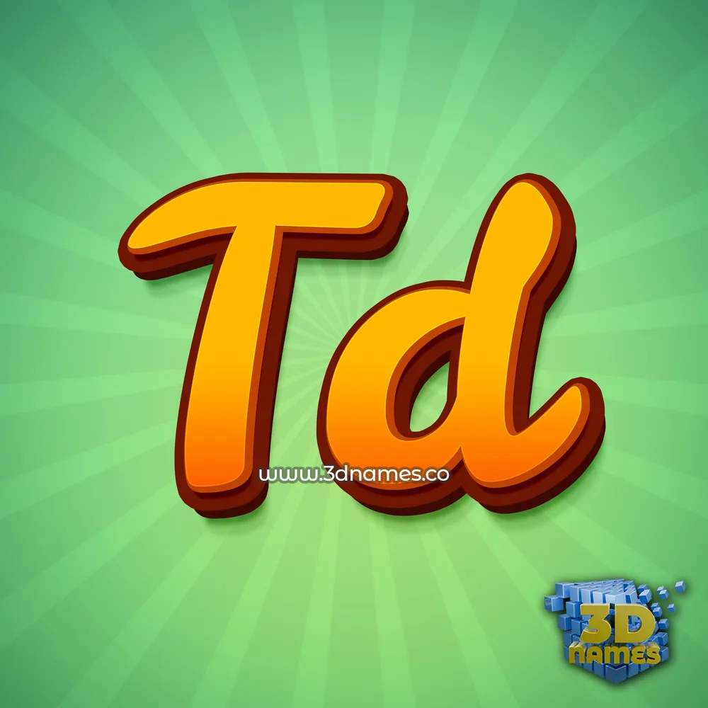 td in Green Rays style - 3D name wallpaper