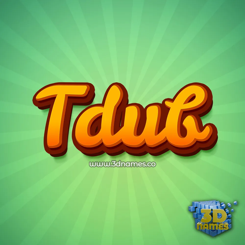 tdub in Green Rays style - 3D name wallpaper