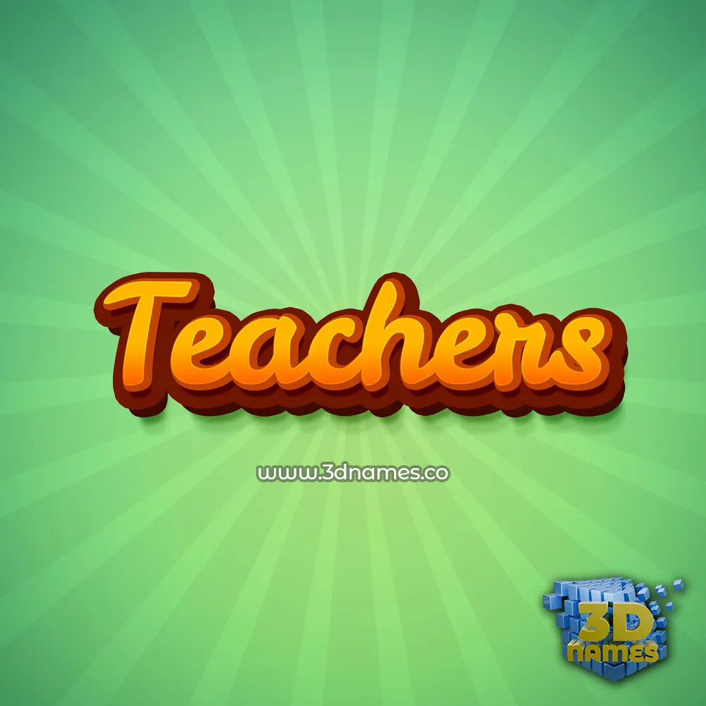 teachers in Green Rays style - 3D name wallpaper