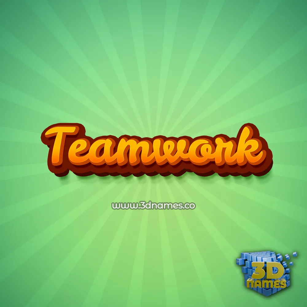 teamwork in Green Rays style - 3D name wallpaper