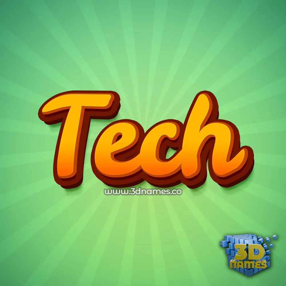 tech in Green Rays style - 3D name wallpaper