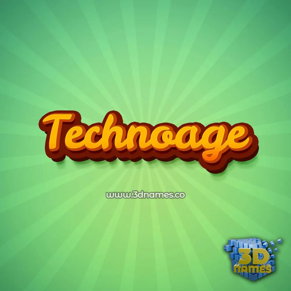 technoage in Green Rays style - 3D name wallpaper
