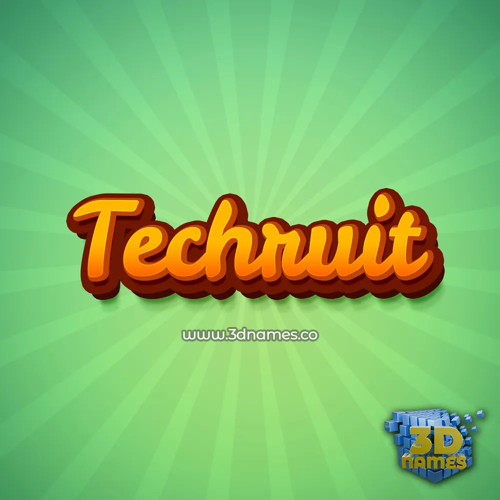 techruit in Green Rays style - 3D name wallpaper