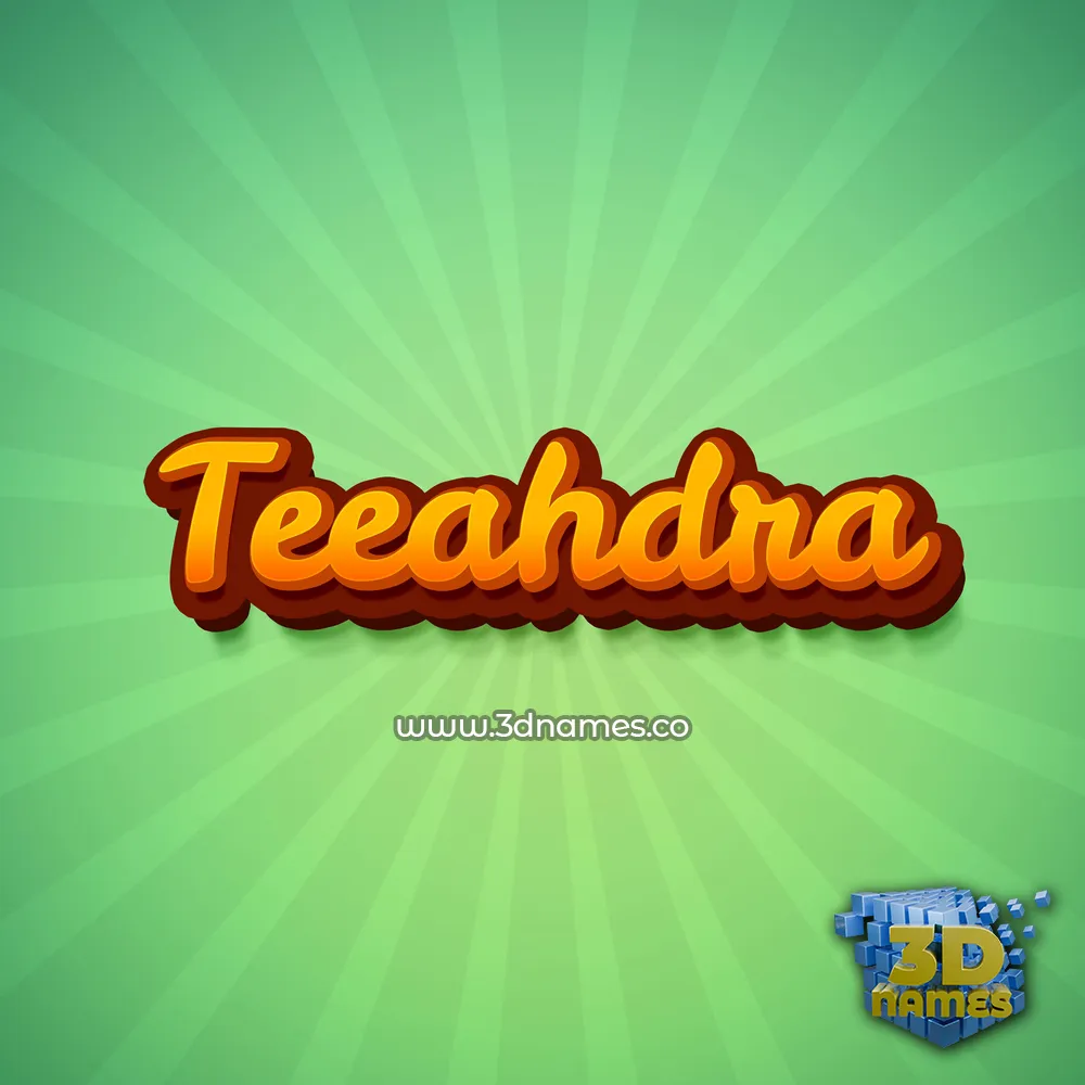 teeahdra in Green Rays style - 3D name wallpaper