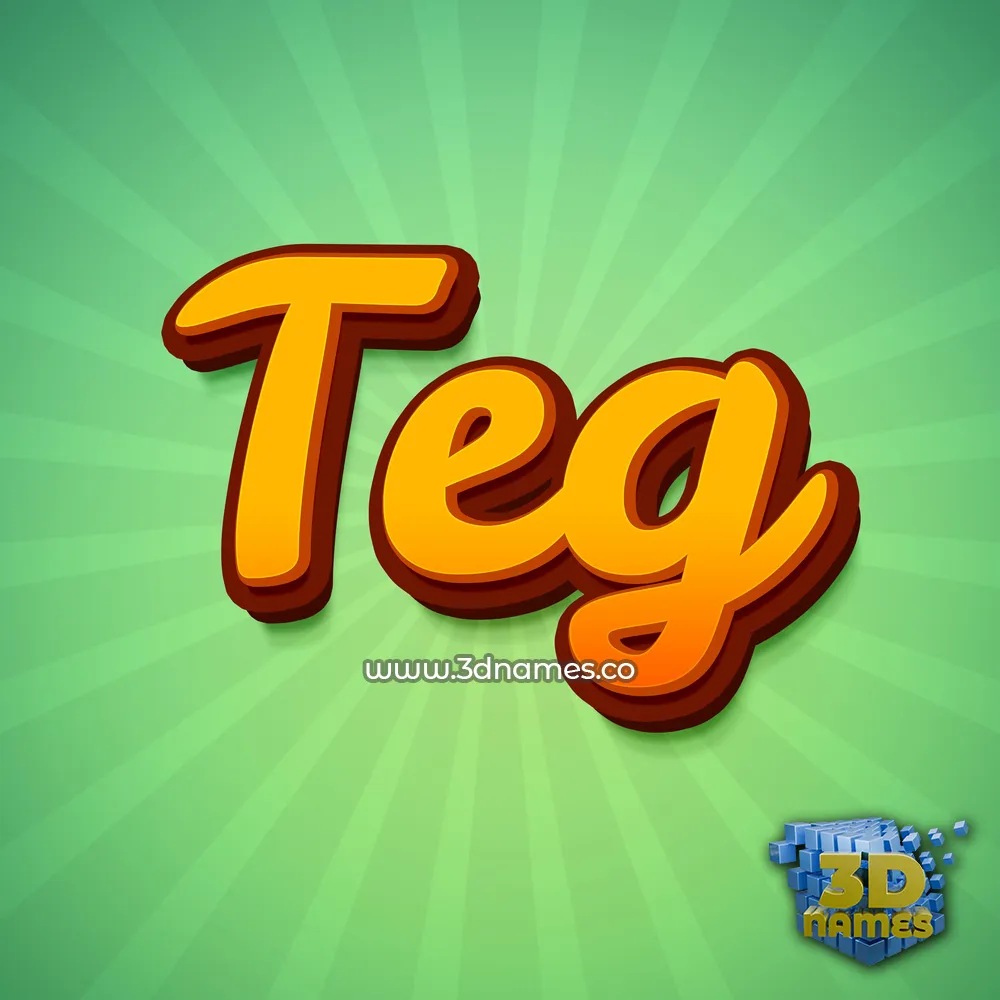 teg in Green Rays style - 3D name wallpaper